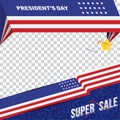 Happy Presidents Day of USA. Template banner design element with text and US flag