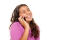 Happy Pretty Hispanic Girl On Cell Phone Royalty Free Stock Photo