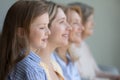 Happy kid girl posing in line with young mother, grandmother Royalty Free Stock Photo