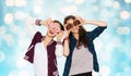 Happy pretty teenage girls with donuts having fun Royalty Free Stock Photo