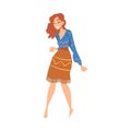 Happy Pretty Woman Character, Girl Wearing Retro Style Clothing Dancing at Disco Party Cartoon Vector Illustration Royalty Free Stock Photo