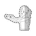 Happy pretty woman with inviting stretched arms icon image