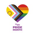 Happy Pride Month poster with heart shape icon vector Royalty Free Stock Photo