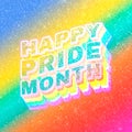 Happy pride month text 3d vintage word art glitter texture Royalty Free Stock Photo