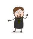 Happy Priest Showing Friendship Hand Vector