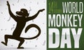 Happy Primate Silhouette in a Party Celebrating World Monkey Day, Vector Illustration