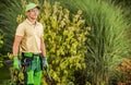 Happy Professional Caucasian Gardener with Tools in His Hands Royalty Free Stock Photo