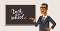 Teacher Making Welcome Back to School Gesture Vector Cartoon