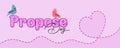 Happy Propose Day Typography with Love Birds on Pink Background