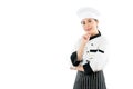 Happy proud of female in chef uniform