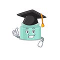 Happy proud of lipbalm caricature design with hat for graduation ceremony