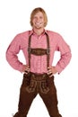 Happy proud man with oktoberfest leather trousers Royalty Free Stock Photo