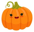 Happy pumpkin character. Autumn harvest cartoon mascot