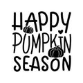 Happy pumpkin season black and white composition with hand drawn lettering and pumpkins. Template for autumn design.