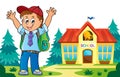 Happy pupil boy theme image 6 Royalty Free Stock Photo