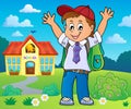 Happy pupil boy theme image 4 Royalty Free Stock Photo