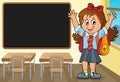 Happy pupil girl theme image 3 Royalty Free Stock Photo