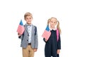 Pupils with american flags Royalty Free Stock Photo