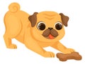 Happy puppy with dog treat. Cartoon funny character Royalty Free Stock Photo