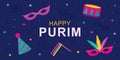 Purim.Happy Purim carnival.Vector greeting card for Purim holiday.