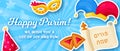 Happy Purim - greeting banner for Jewish holiday. Vector