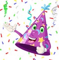 Happy Purple Birthday Hat Cartoon