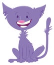 Happy purple cat cartoon animal character