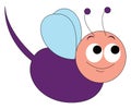 Happy purple mosquito, illustration, vector