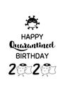 Happy Quarantined Birthday with coronavirus mask, toilet paper, 2020 Quarantine poster Birthday card wishing Vector