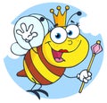 Happy queen bee cartoon character Royalty Free Stock Photo