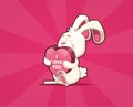 Rabbit card Enamored carrying a big heart with text