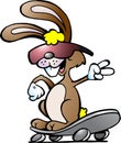 Happy rabbit running on skateboard Royalty Free Stock Photo