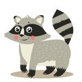 Happy Raccoon. Raccoon Attack. Raccoon Eyes. Vector Raccoon.