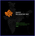 Happy Rajasthan Day with Rajasthan map typography in hindi