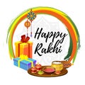 Happy Rakhi greeting card design. Vector illustration.