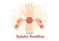 Happy Raksha Bandhan Cartoon Illustration with Sister Tying Rakhi on Her Brothers Wrist to Signify Bond of Love in Indian Festival Royalty Free Stock Photo