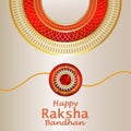 Happy raksha bandhan celebration greeting card with crystal rakhi on white background