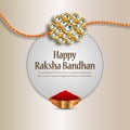 Happy raksha bandhan crystal rakhi with red color bowl