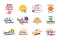 Happy Raksha Bandhan emblems set. Royalty Free Stock Photo