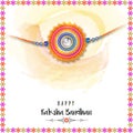 Happy Raksha Bandhan Festival Greeting Card with Creative Beautiful Rakhi on Abstract Watercolor Effect