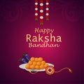 Happy raksha bandhan indian festival celebration greeting card with crystal stone and sweets Royalty Free Stock Photo