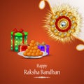 Happy raksha bandhan indian hindu festival with creative crystal rakhi and gifts