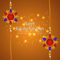 Happy raksha bandhan invitation greeting card with creative vector crystal rakhi