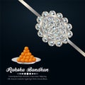 Happy raksha bandhan invitation silver crystal rakhi with sweets