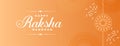 Happy raksha bandhan orange banner with rakhi design