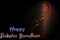 Happy Raksha Bandhan with raakhi threads spotted with light greeting wishes card banner poster