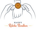 Happy Raksha Bandhan, sister tying rakhi to brother sketchy greeting poster, card, vector illustration Royalty Free Stock Photo