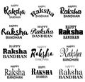 Happy Raksha Bandhan Vector typographic fonts collection, Usable for greeting cards, banners, print, t-shirts, posters and banners