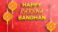 Happy rakshabandhan background on red gradient background with floating hexagon shape