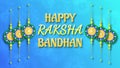 Happy rakshabandhan word isolated on blue background with rakhi band.